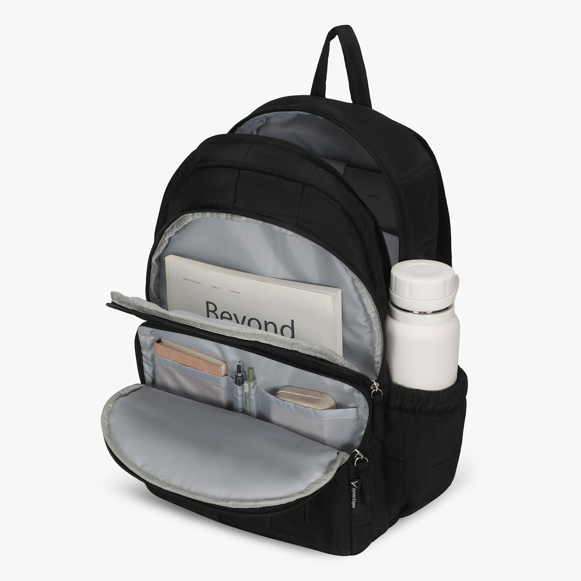 Hynes Eagle Quilted Square Backpack – Lightweight Water-Resistant Laptop Travel Bag – Fits 17” Device