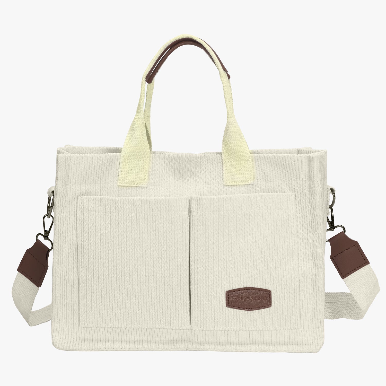 Corduroy Tote Bag-Beige