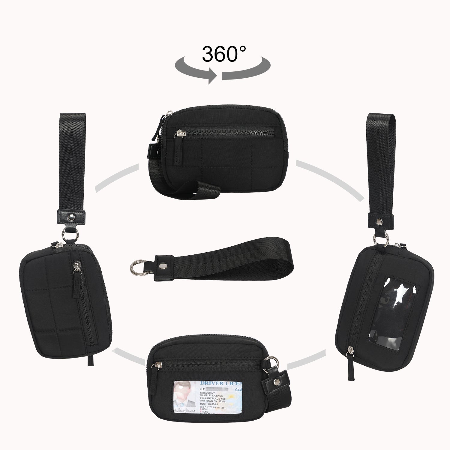RFID Wristlet Wallet-Black
