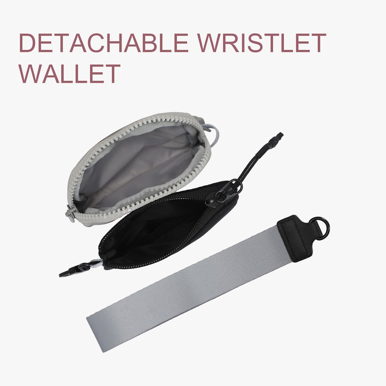 Dual Pouch Wristlet Wallet-Grey Black