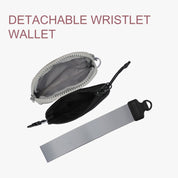 Dual Pouch Wristlet Wallet-Grey Black
