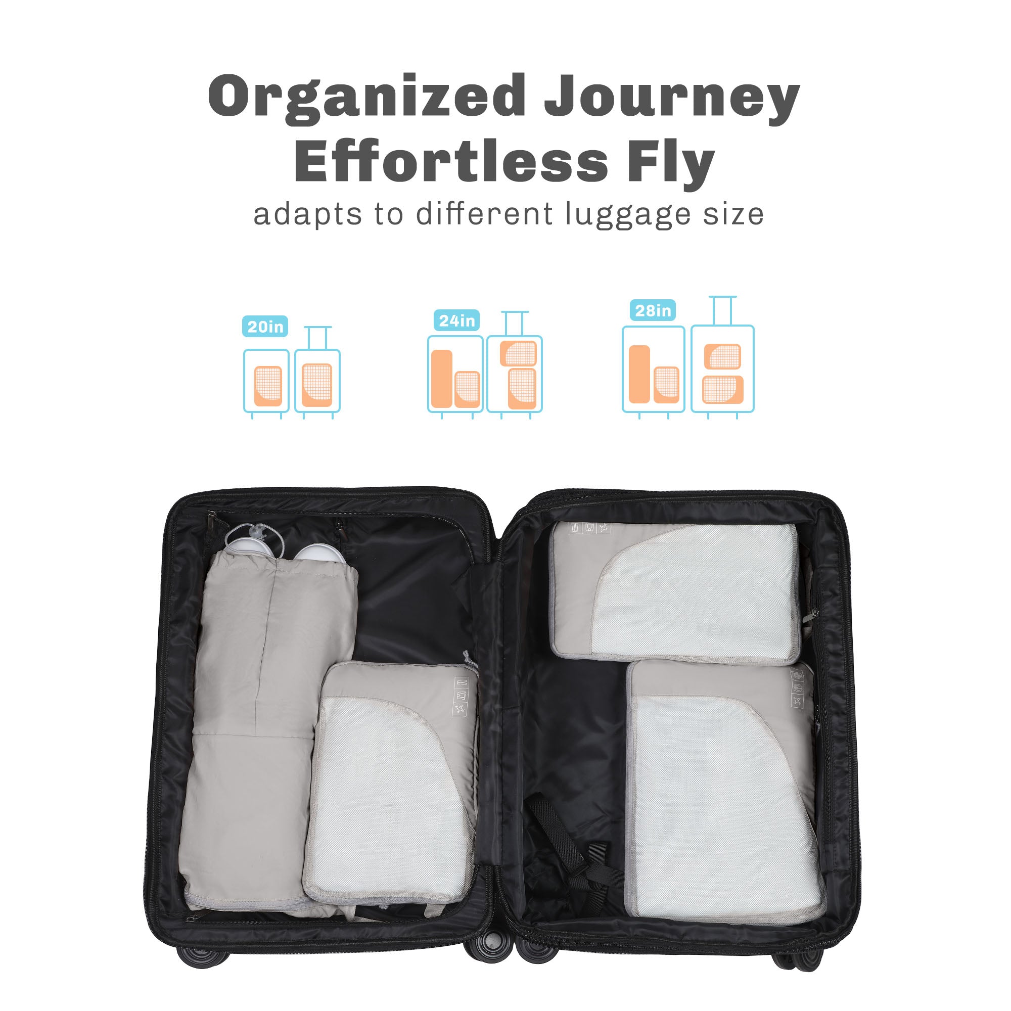 Hynes Eagle 2 Piece/ 4 Piece/ 6 Piece Compression Packing Cube Set – Water-Resistant Luggage Organizers for Travel