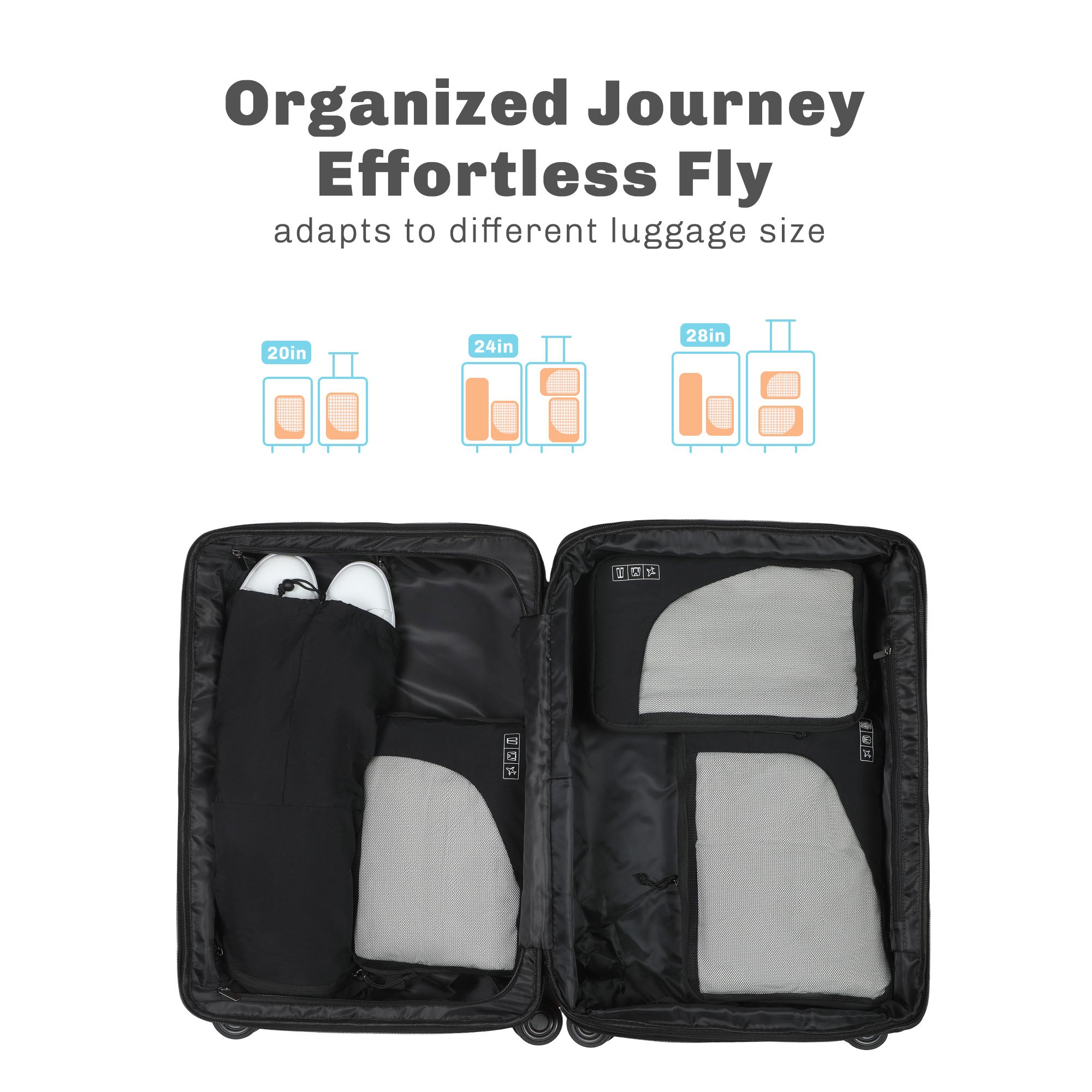 Hynes Eagle 2 Piece/ 4 Piece/ 6 Piece Compression Packing Cube Set – Water-Resistant Luggage Organizers for Travel