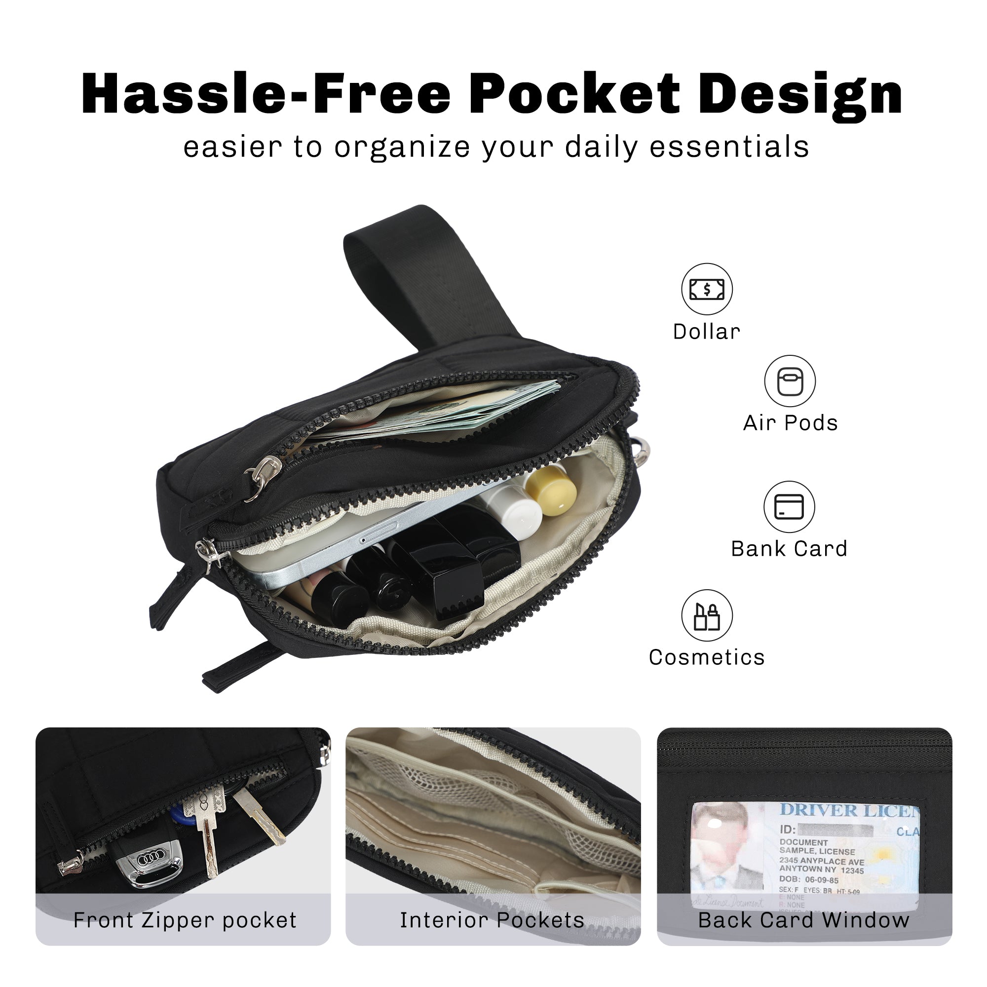 Hynes Eagle Puffer Wristlet Wallet – Compact RFID Phone & Card Holder