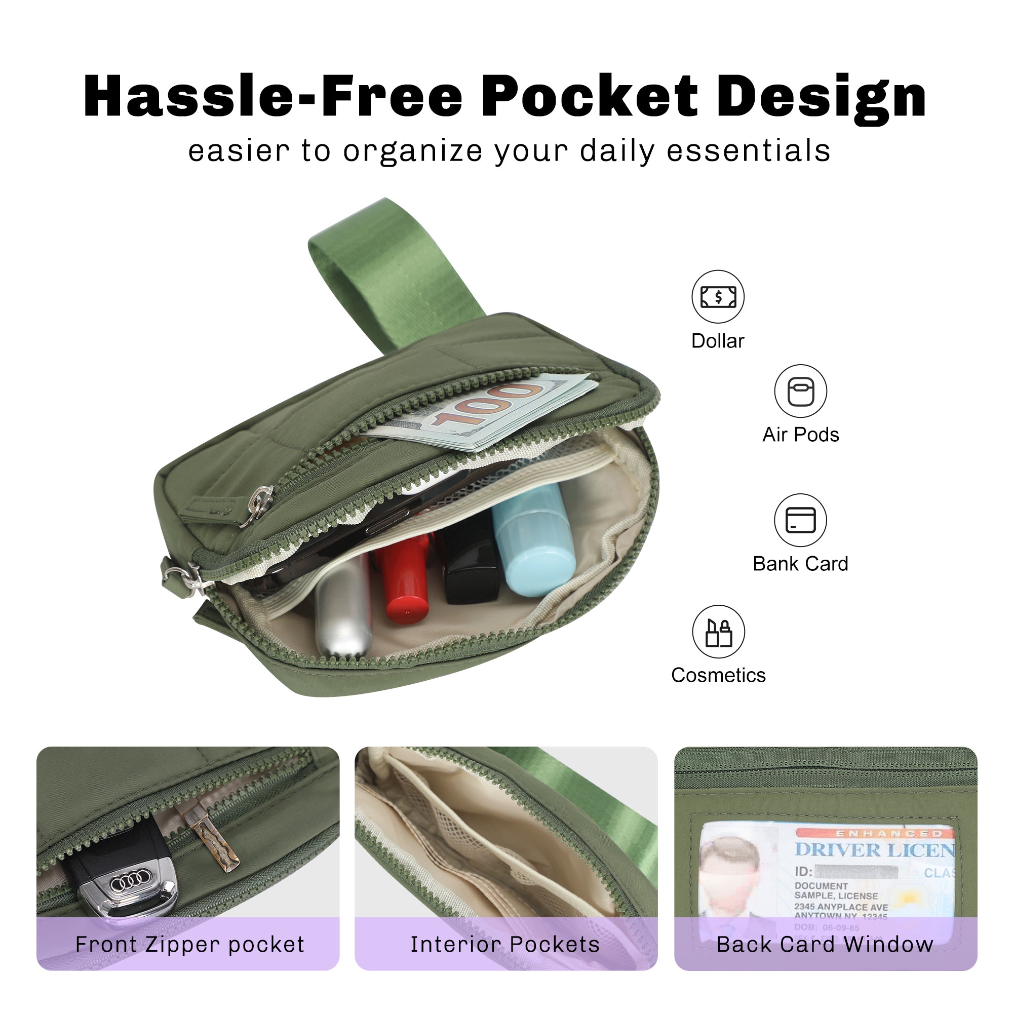 Hynes Eagle Puffer Wristlet Wallet – Compact RFID Phone & Card Holder