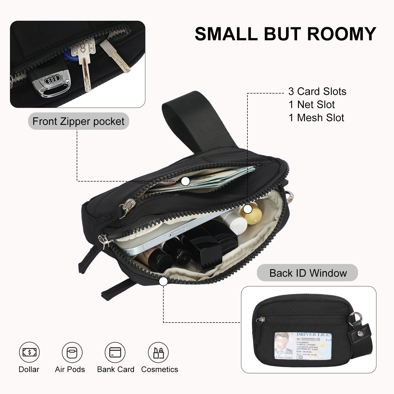 RFID Wristlet Wallet-Black