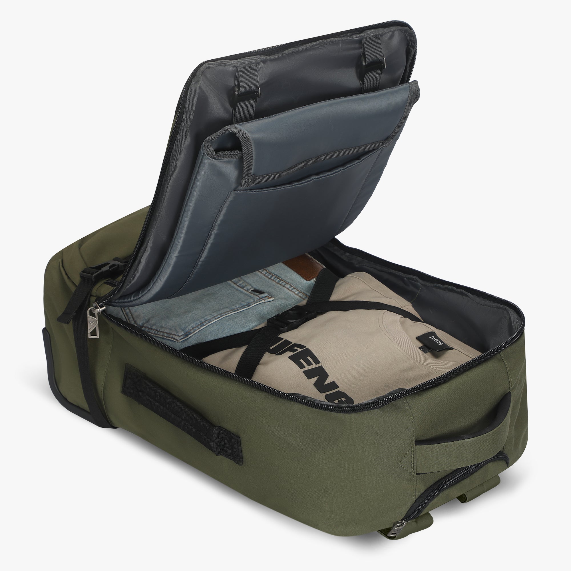 Hynes Eagle 42L Rolling Backpack – 2-Wheel Carry-On Luggage – Convertible Backpack Travel Bag with Laptop Sleeve