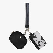 Dual Pouch Wristlet Wallet-Cow Black
