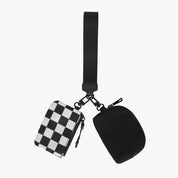 Dual Pouch Wristlet Wallet-Checked Black