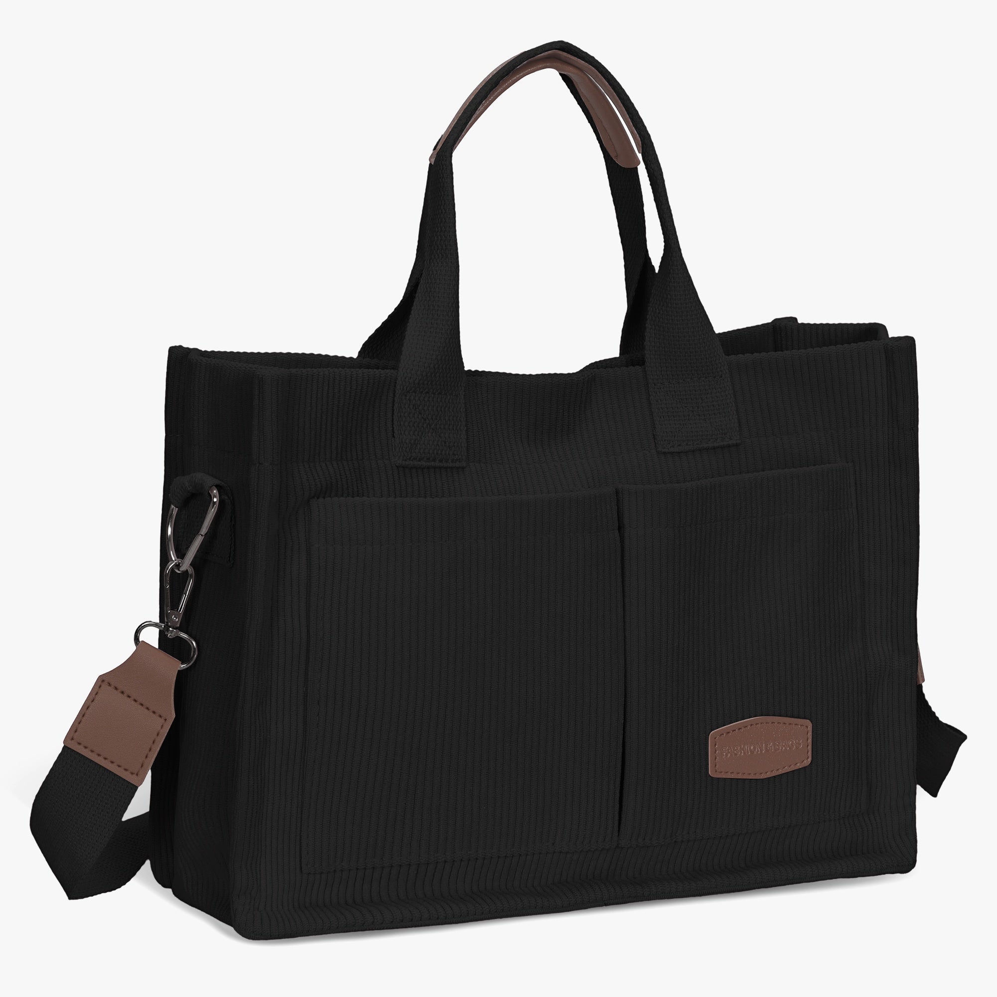 Corduroy Tote Bag-Black