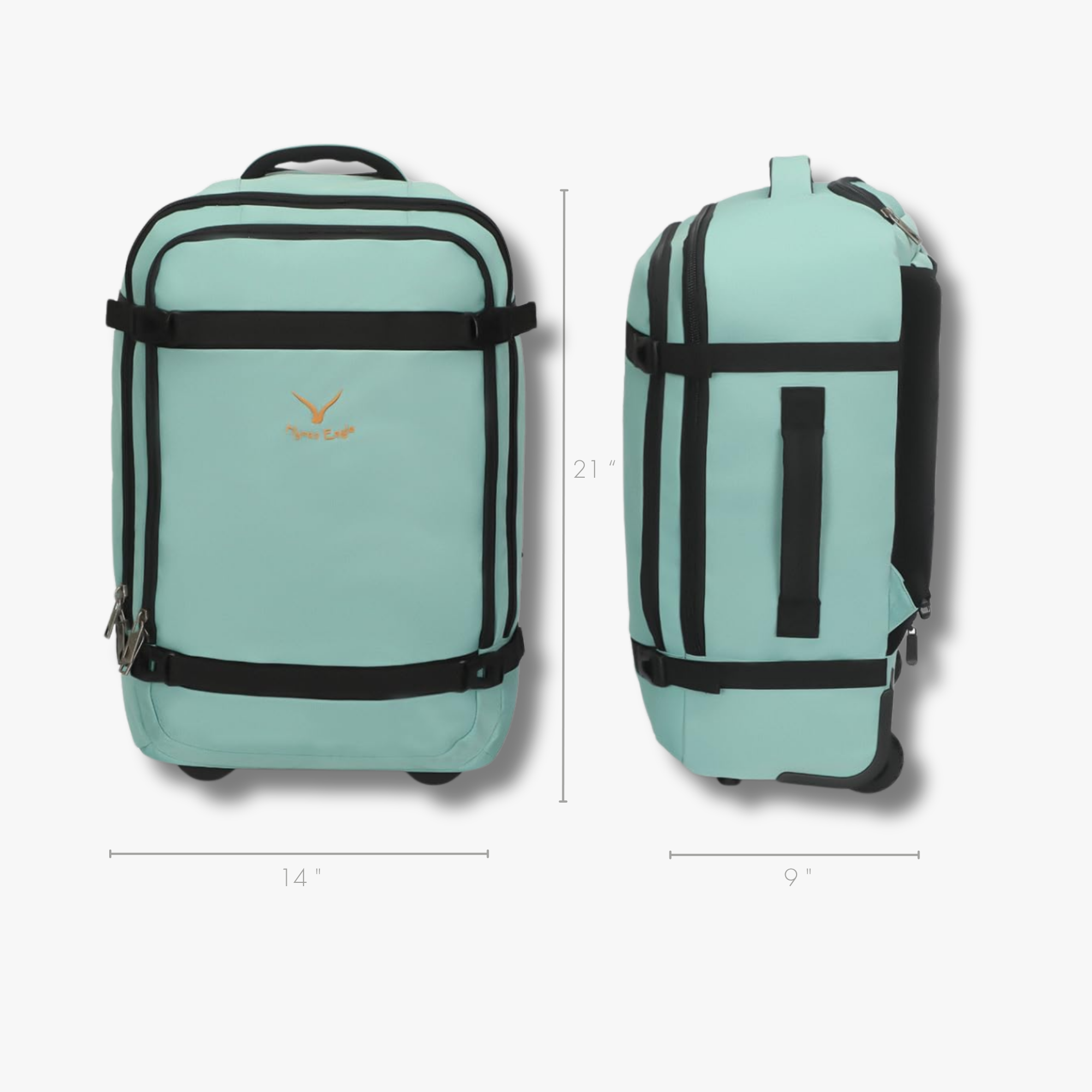 Hynes Eagle 42L Rolling Backpack Carry-On – 2-Wheel Travel Suitcase with Laptop Sleeve, TSA Approved