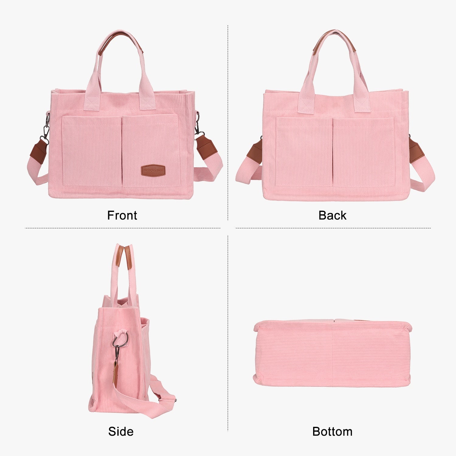 Corduroy Tote Bag-Pink