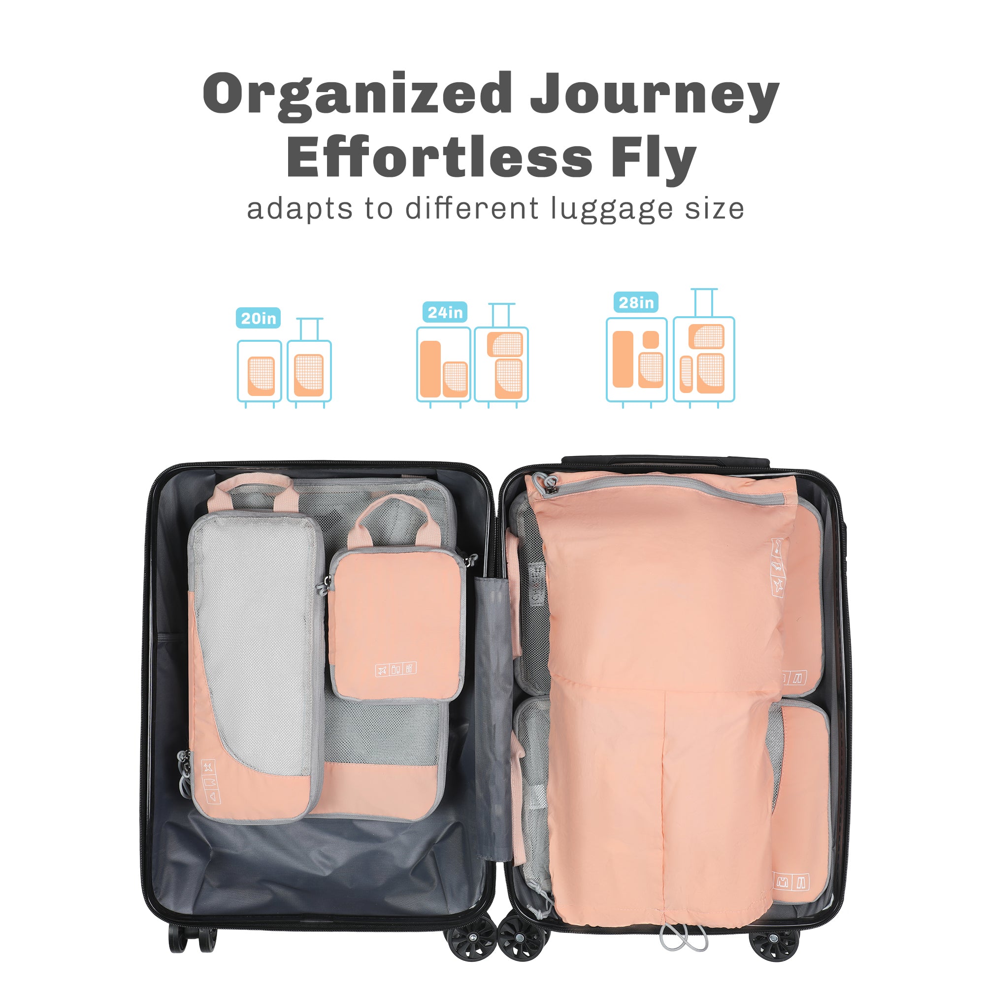 Hynes Eagle 2 Piece/ 4 Piece/ 6 Piece Compression Packing Cube Set – Water-Resistant Luggage Organizers for Travel