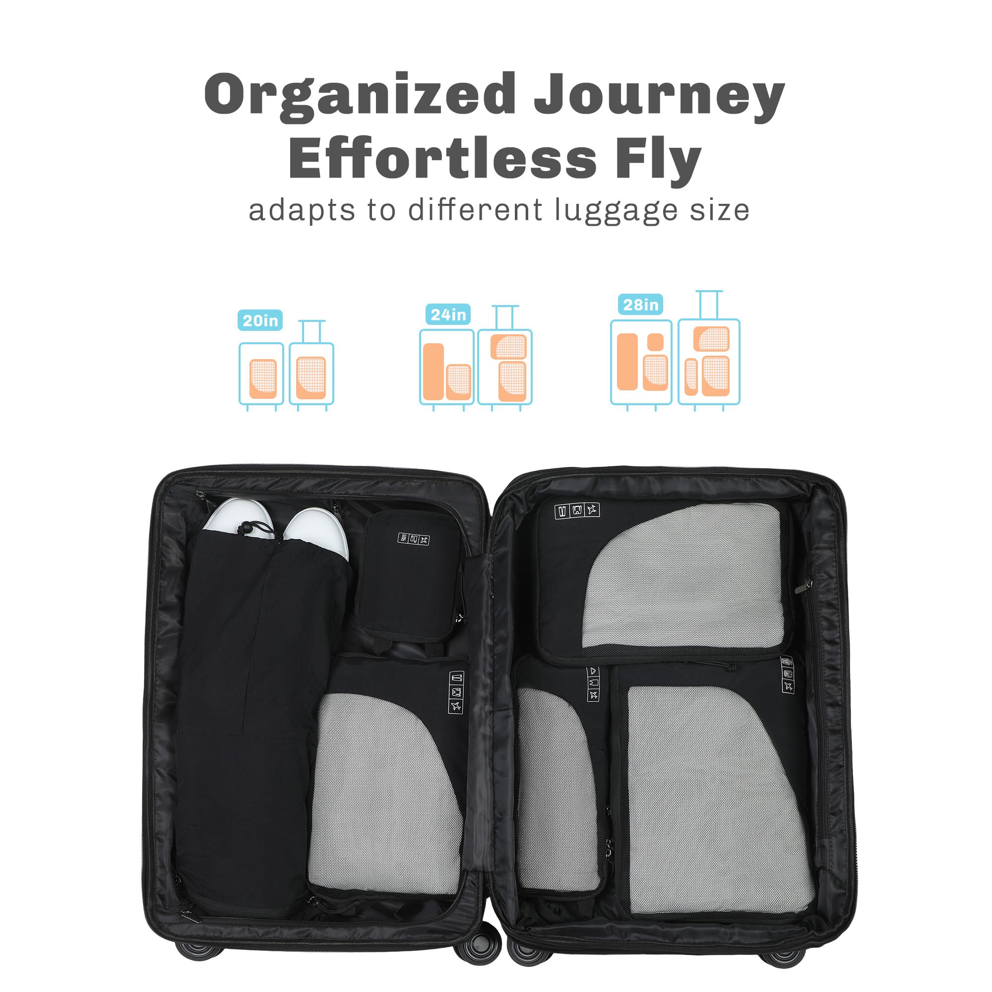 Hynes Eagle 2 Piece/ 4 Piece/ 6 Piece Compression Packing Cube Set – Water-Resistant Luggage Organizers for Travel