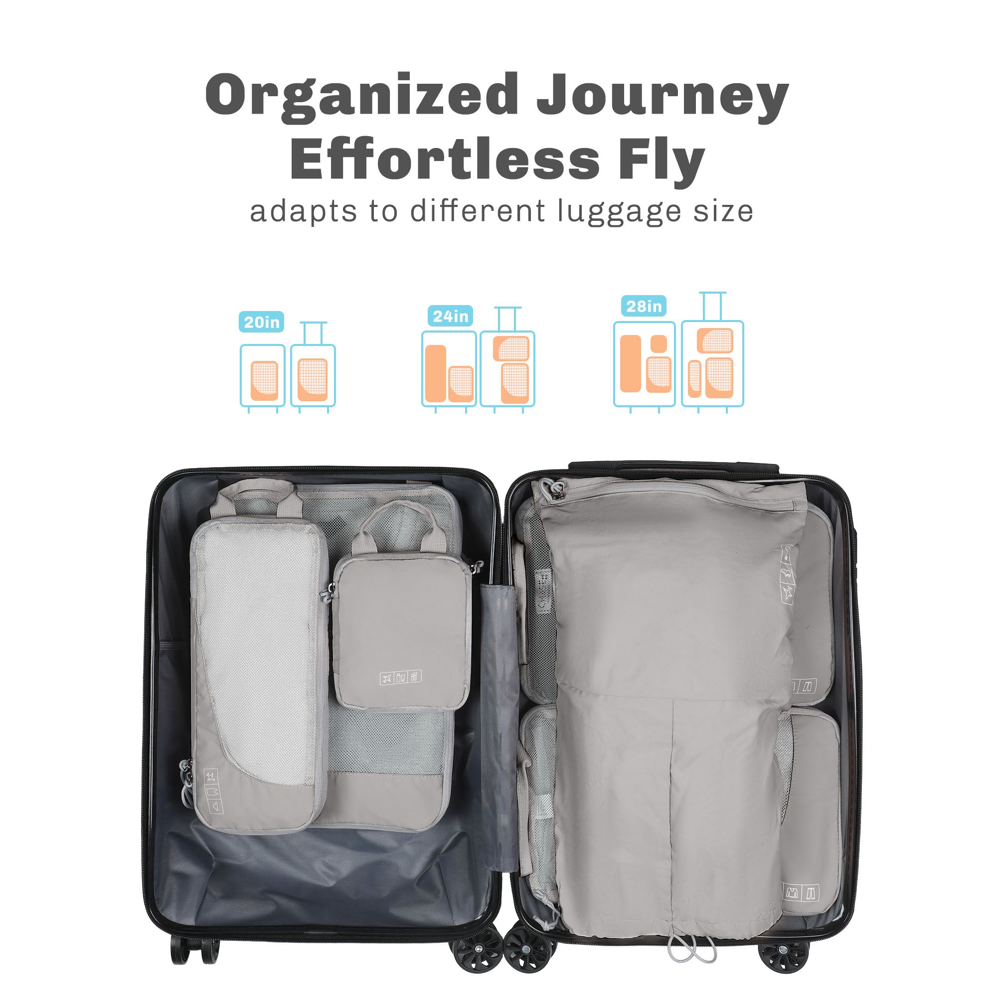 Hynes Eagle 2 Piece/ 4 Piece/ 6 Piece Compression Packing Cube Set – Water-Resistant Luggage Organizers for Travel