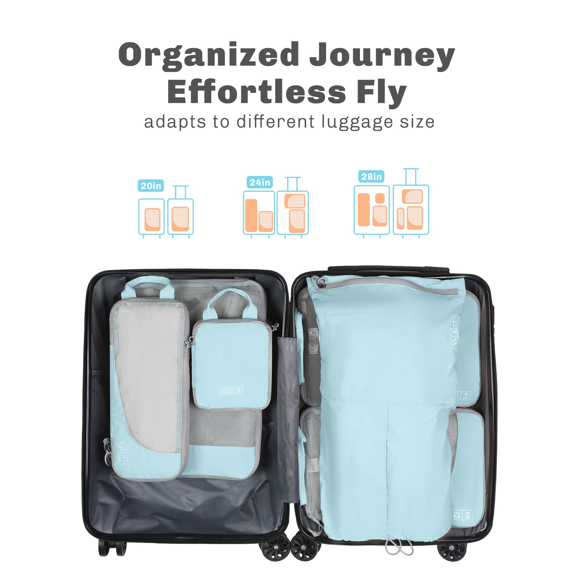 Hynes Eagle 2 Piece/ 4 Piece/ 6 Piece Compression Packing Cube Set – Water-Resistant Luggage Organizers for Travel