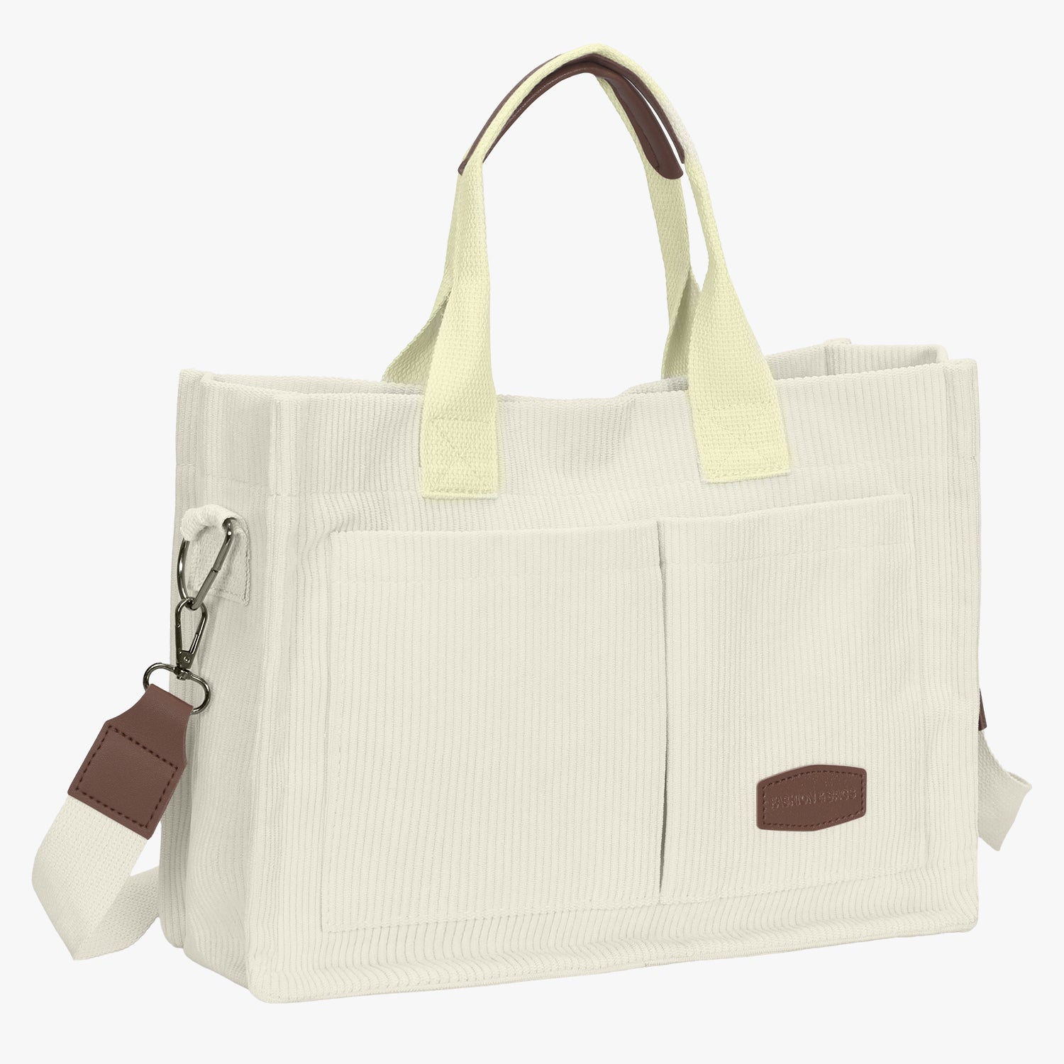Corduroy Tote Bag-Beige