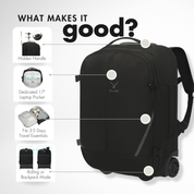 Hynes Eagle 2-in-1 Modular Rolling Backpack Set – Convertible Carry-On Luggage with Detachable Daypack, Water-Resistant, Flight Approved