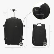 Hynes Eagle 2-in-1 Modular Rolling Backpack Set – Convertible Carry-On Luggage with Detachable Daypack, Water-Resistant, Flight Approved