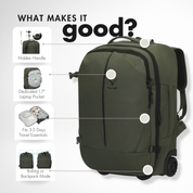 Hynes Eagle 2-in-1 Modular Rolling Backpack Set – Convertible Carry-On Luggage with Detachable Daypack, Water-Resistant, Flight Approved