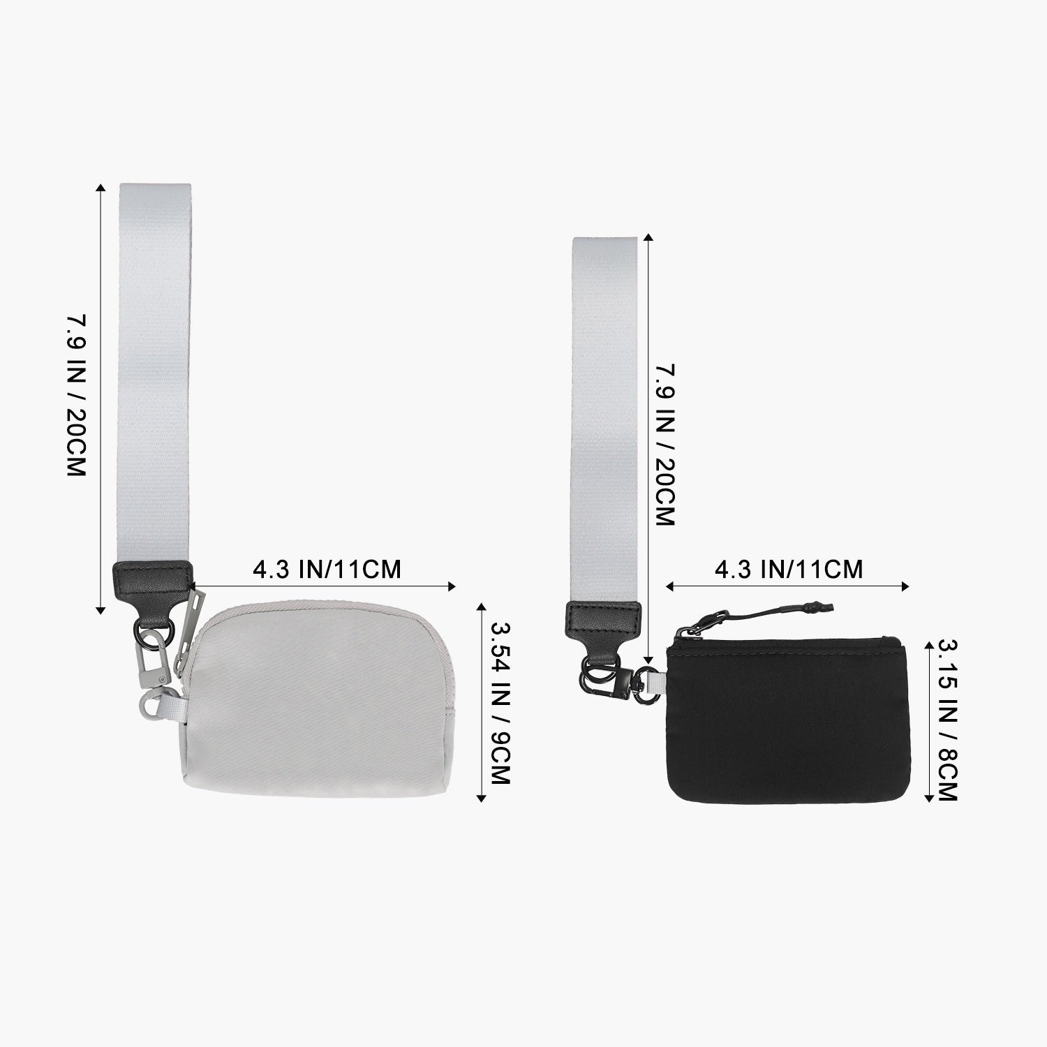 Dual Pouch Wristlet Wallet-Grey Black