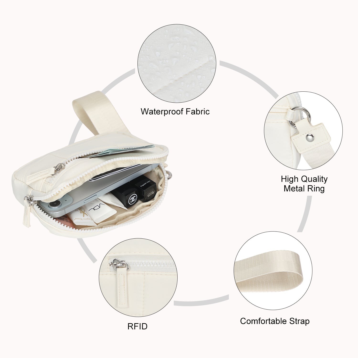 RFID Wristlet Wallet-Beige