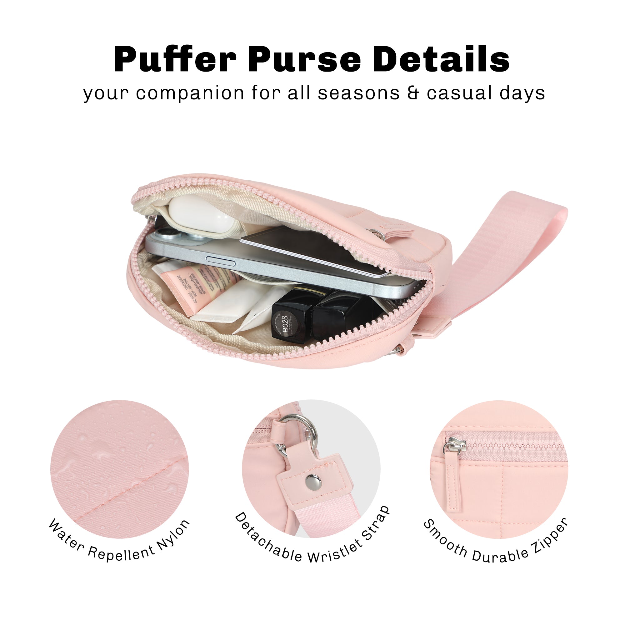 Hynes Eagle Puffer Wristlet Wallet – Compact RFID Phone & Card Holder
