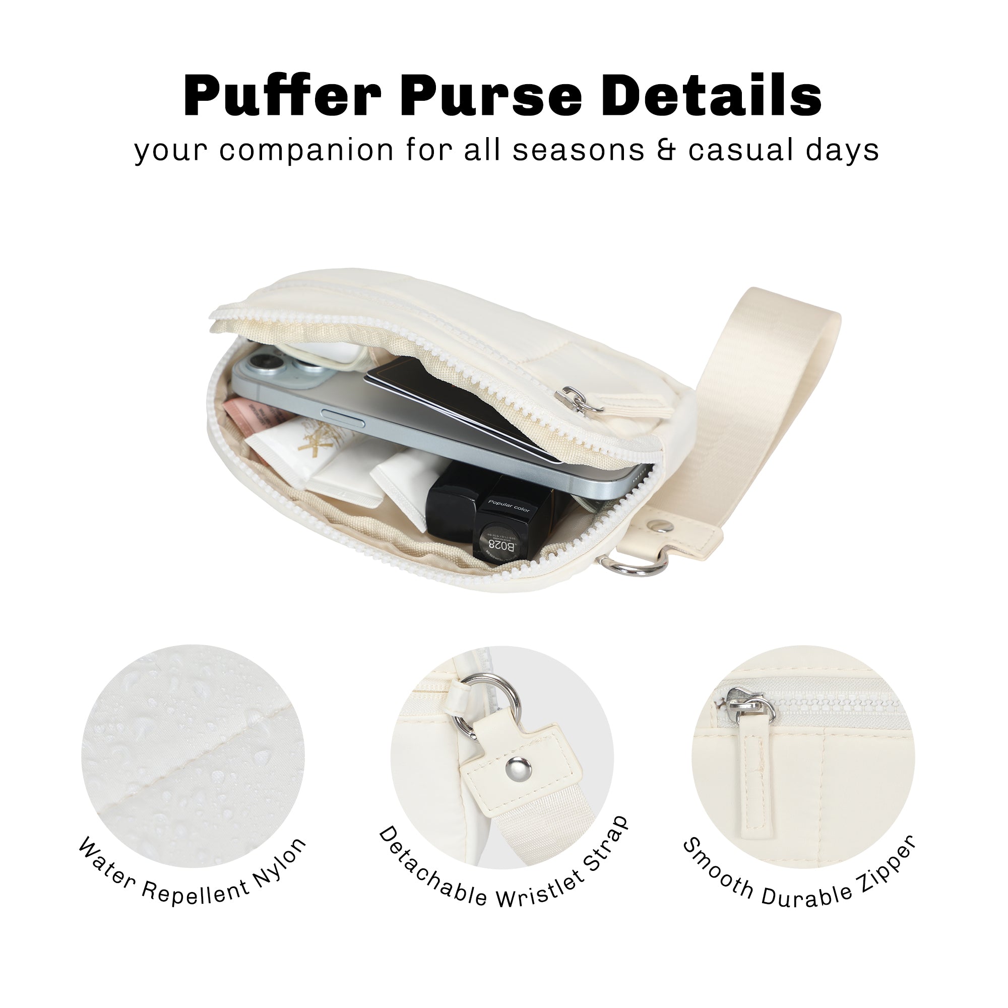 Hynes Eagle Puffer Wristlet Wallet – Compact RFID Phone & Card Holder