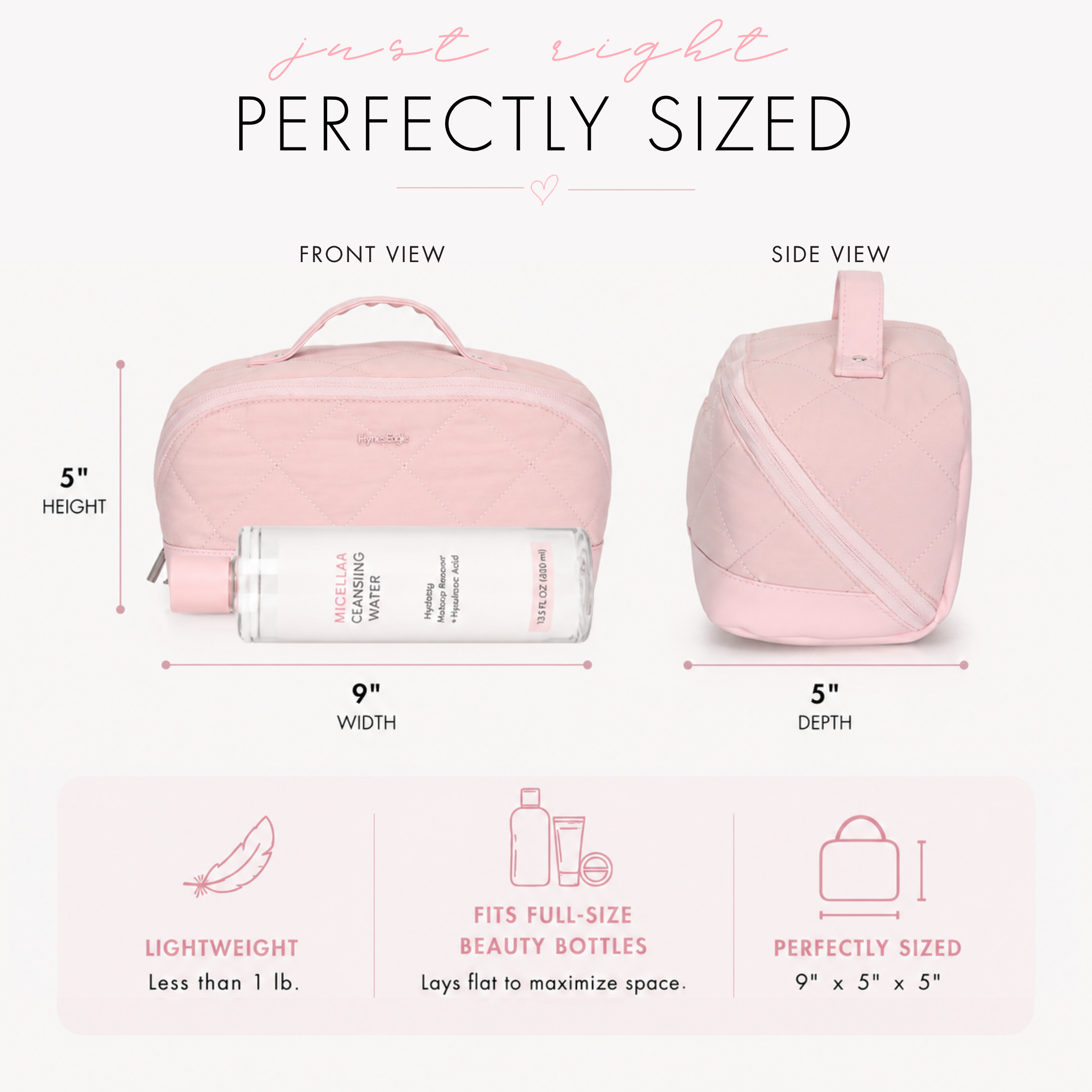 Quilted Makeup Bag Organizer – Structured Base – Hynes Eagle