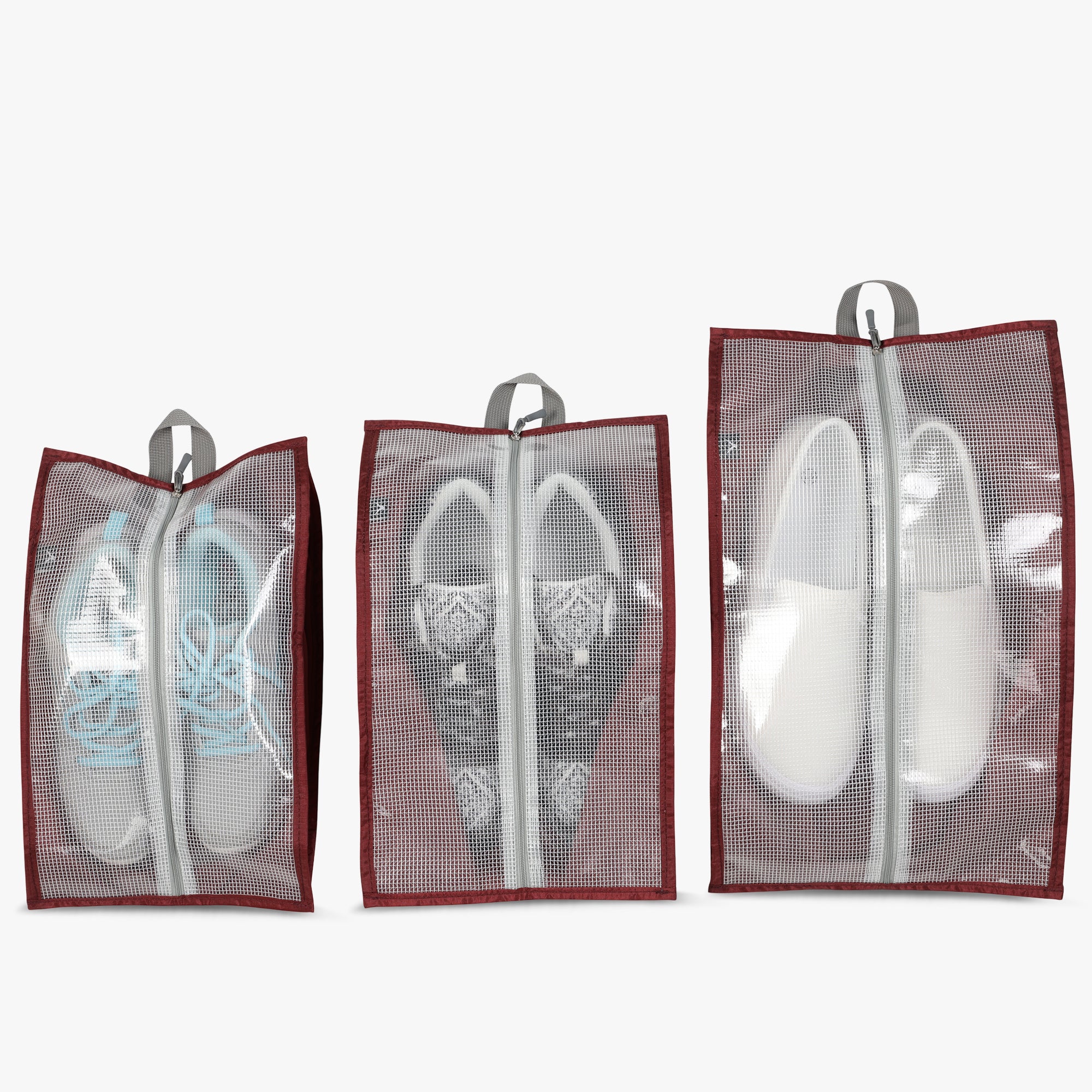 3-Piece Travel Shoe Organizer Set-Red