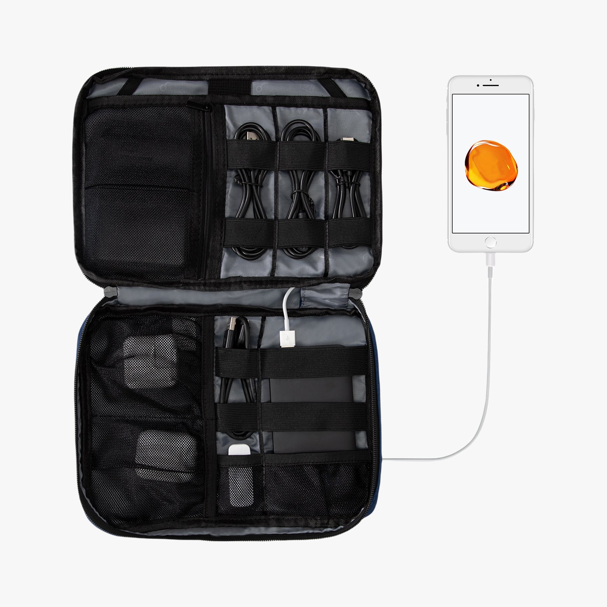 Cable Organizer With Strap 10.5 inch Navy Blue