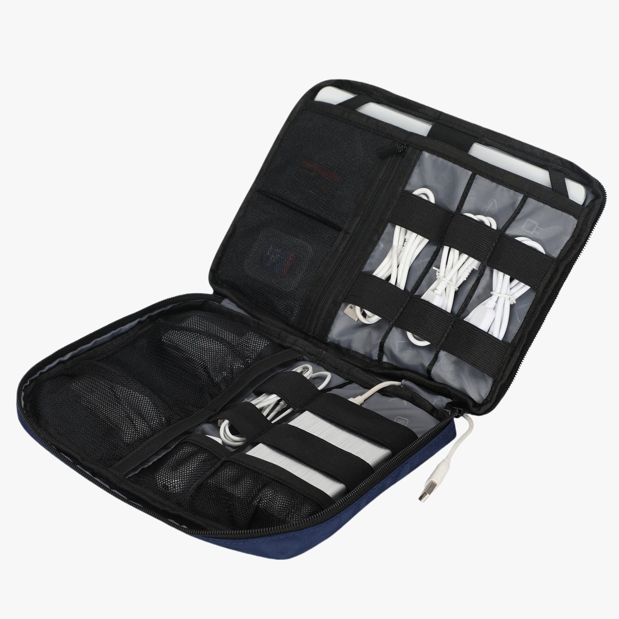 Cable Organizer With Strap 10.5 inch Navy Blue