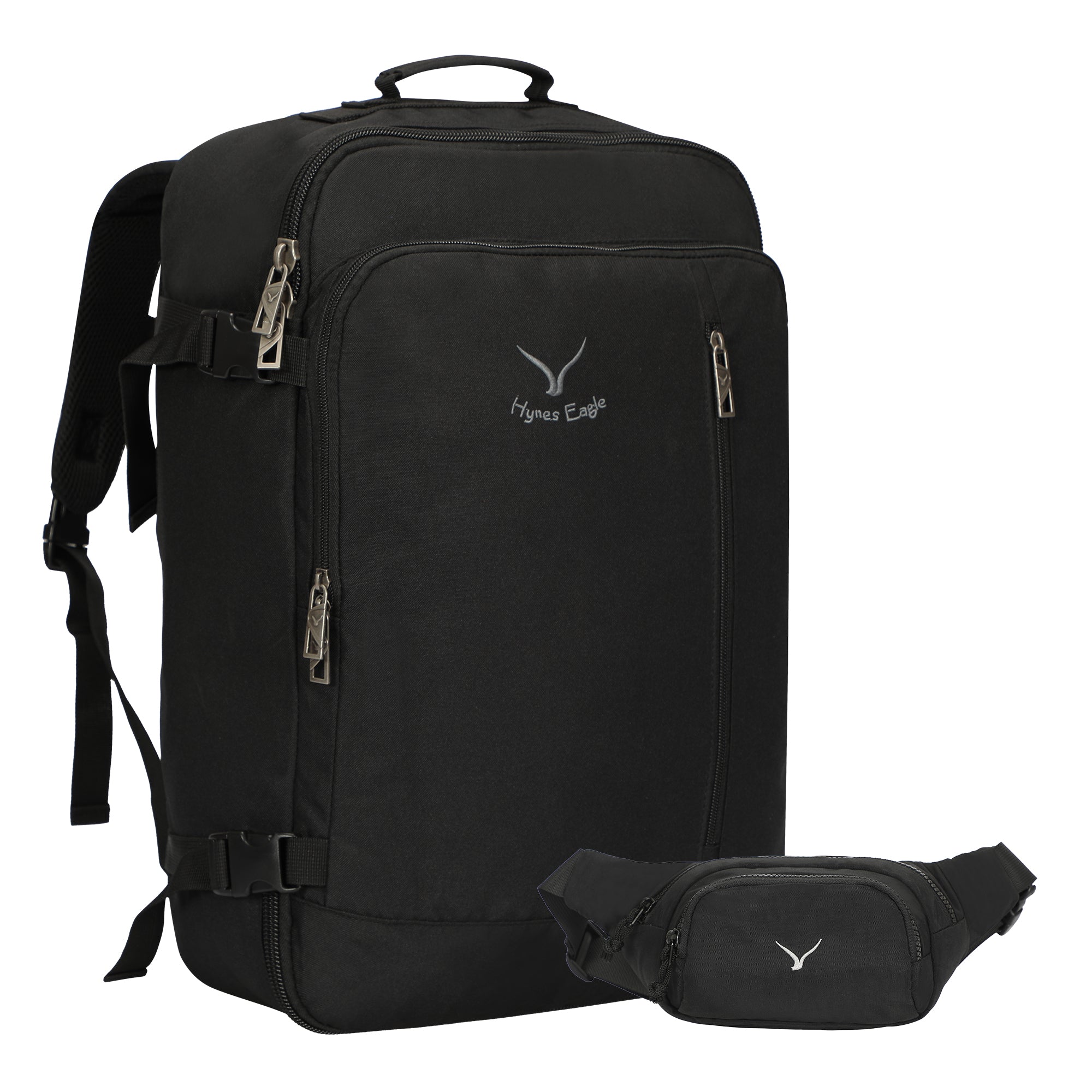 Compass 38L Carry On Luggage Backpack + Fanny Pack