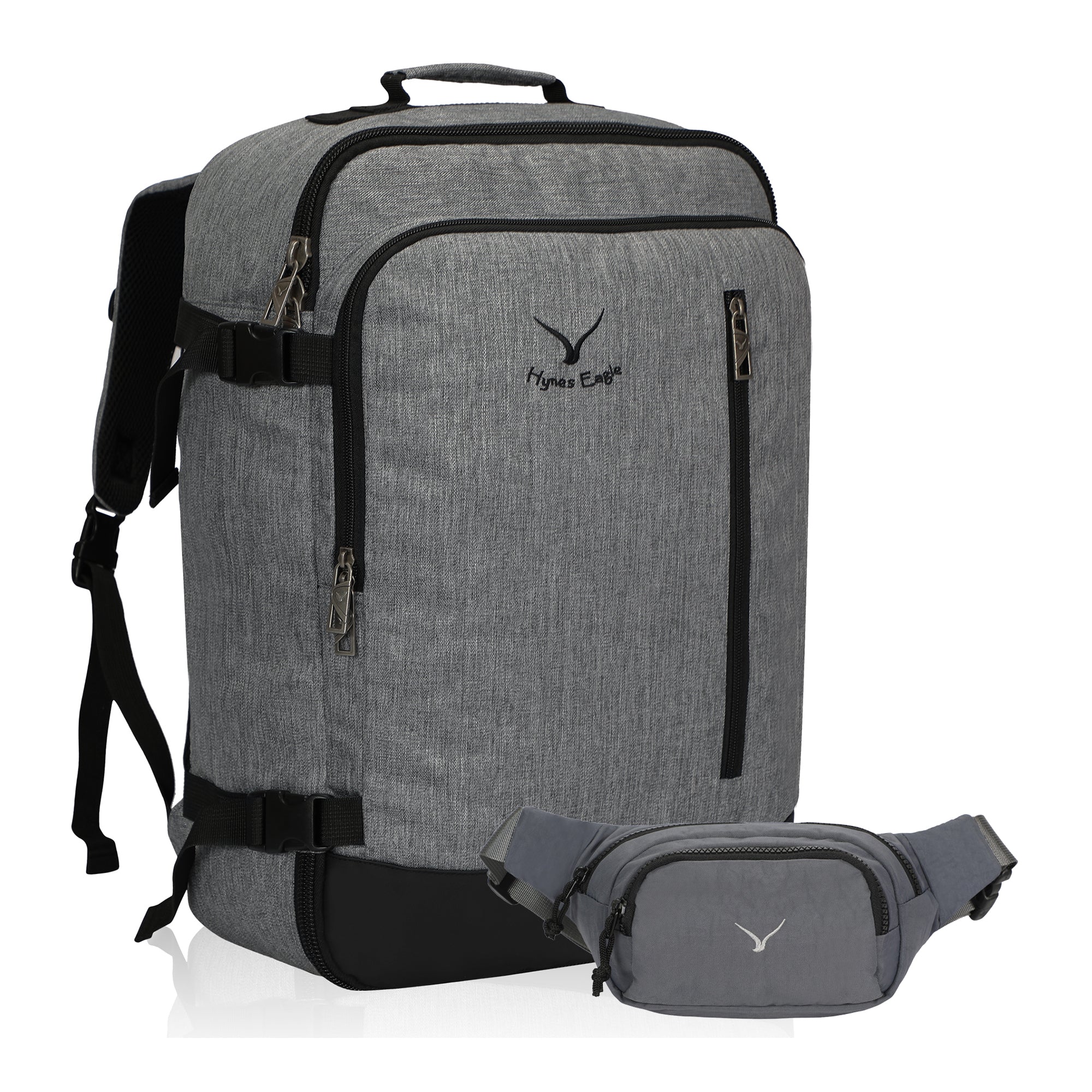 Compass 38L Carry On Luggage Backpack + Fanny Pack