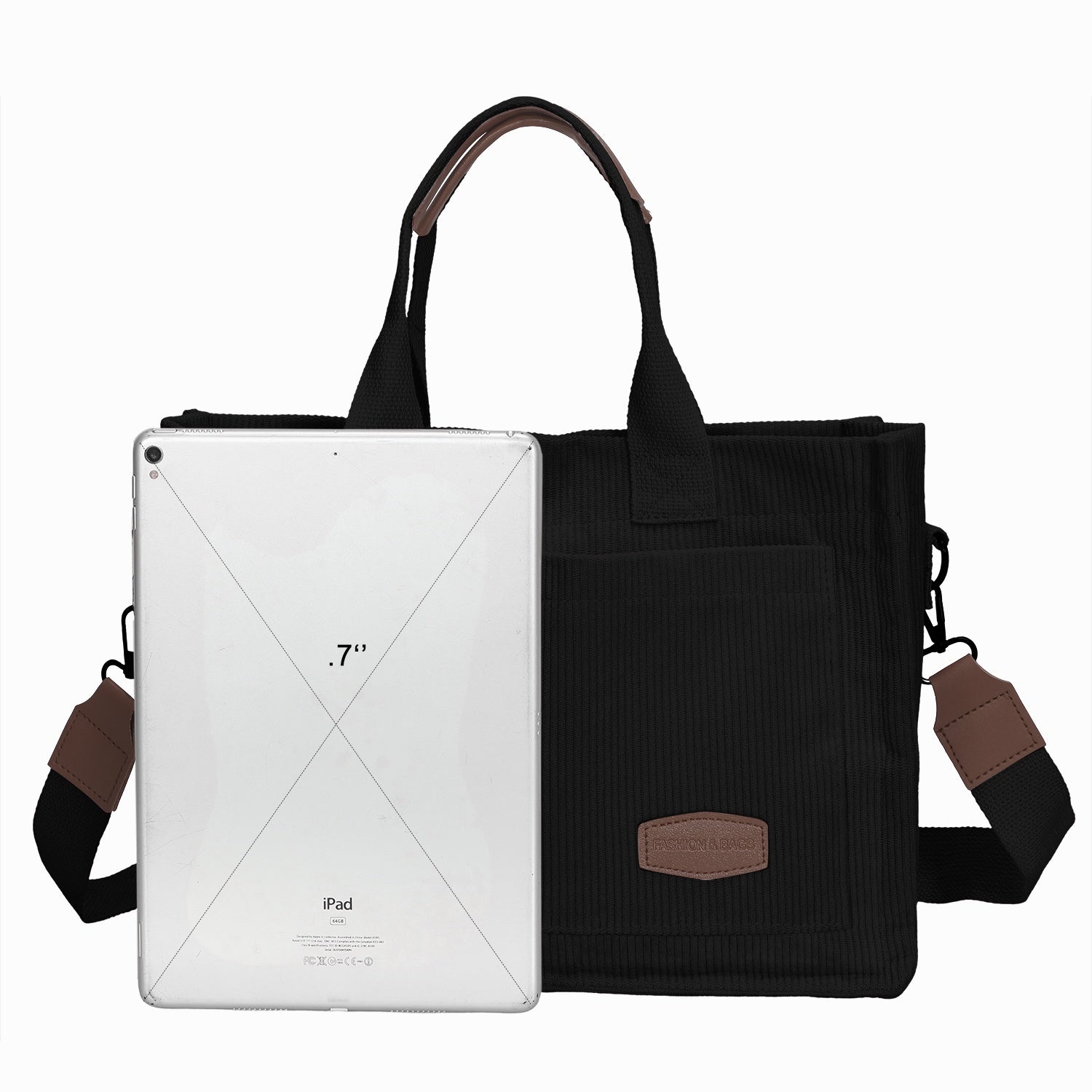 Corduroy Tote Bag-Black