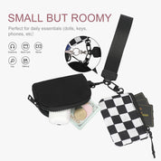 Dual Pouch Wristlet Wallet-Checked Black
