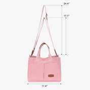 Corduroy Tote Bag-Pink
