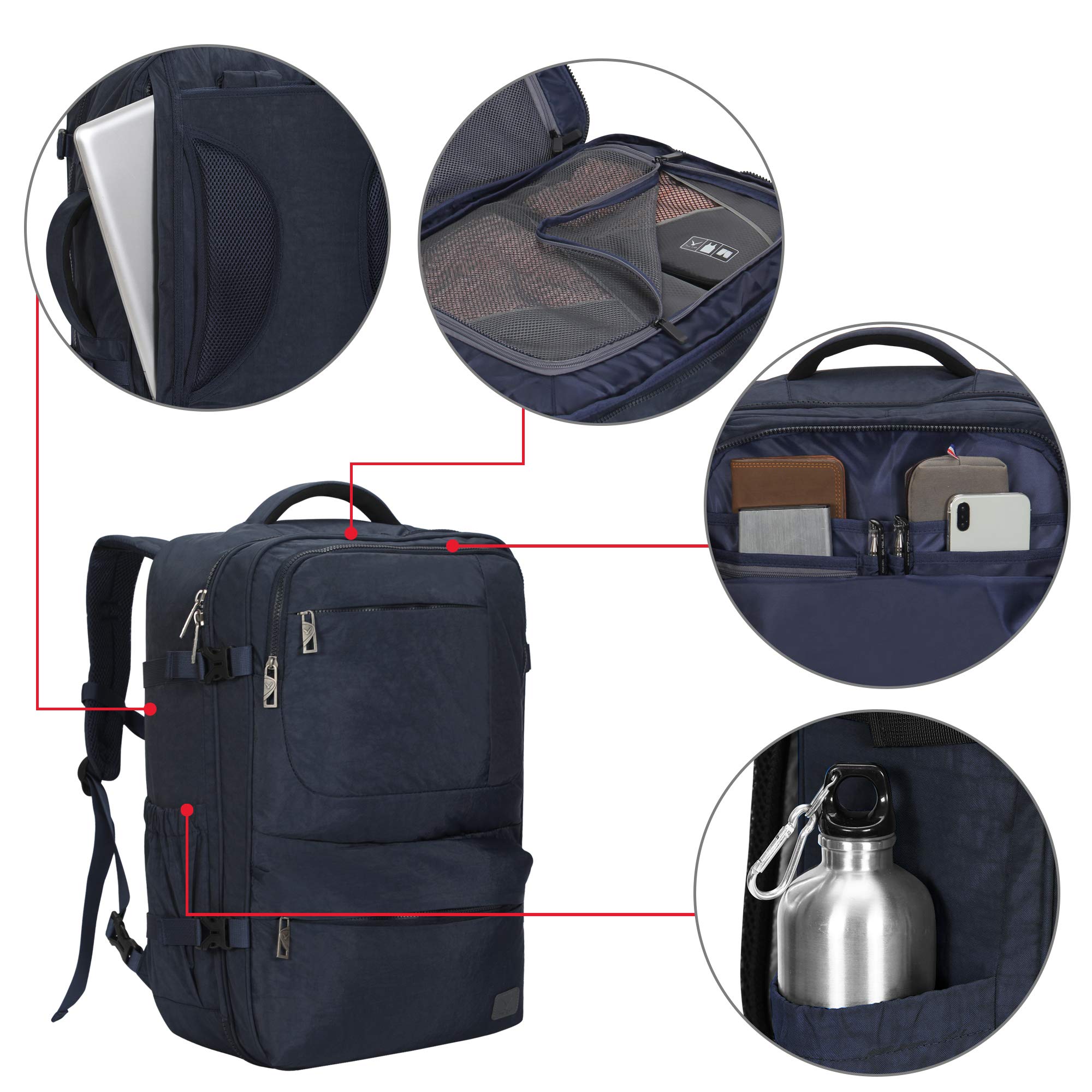 Voyager 44L Expandable Travel Backpack x PackPal Cube Set