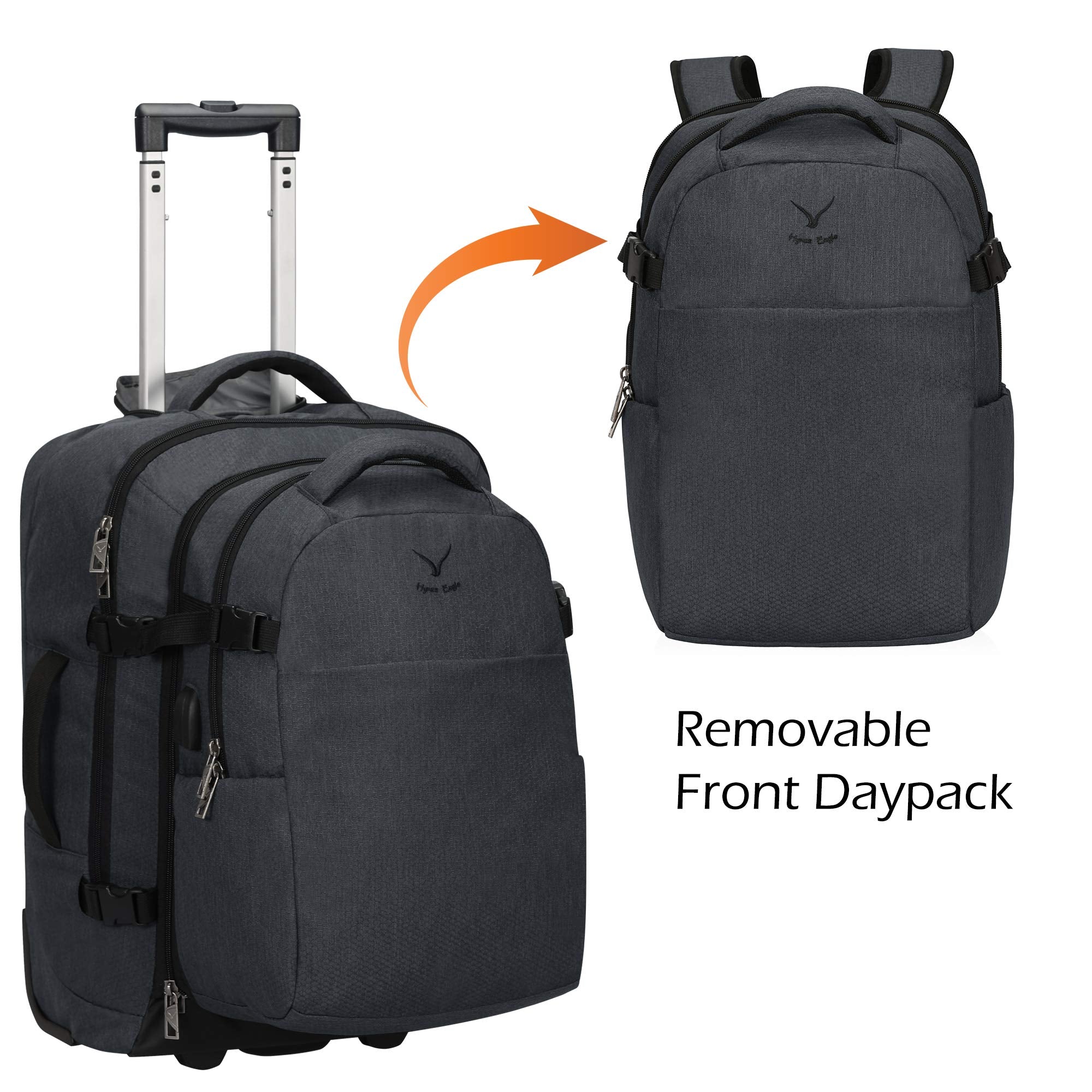 4 in 1 Luggage Set, 22" Trolley Backpack + 20L Daypack + 3-Piece Packing Cube Set + Fanny Pack