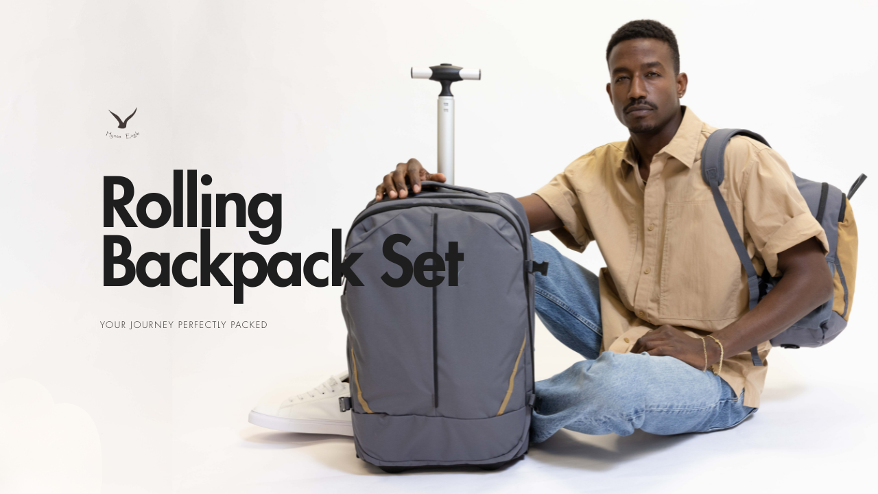 Hynes Eagle 2-in-1 Modular Rolling Backpack Set – Convertible Carry-On Luggage with Detachable Daypack, Water-Resistant, Flight Approved